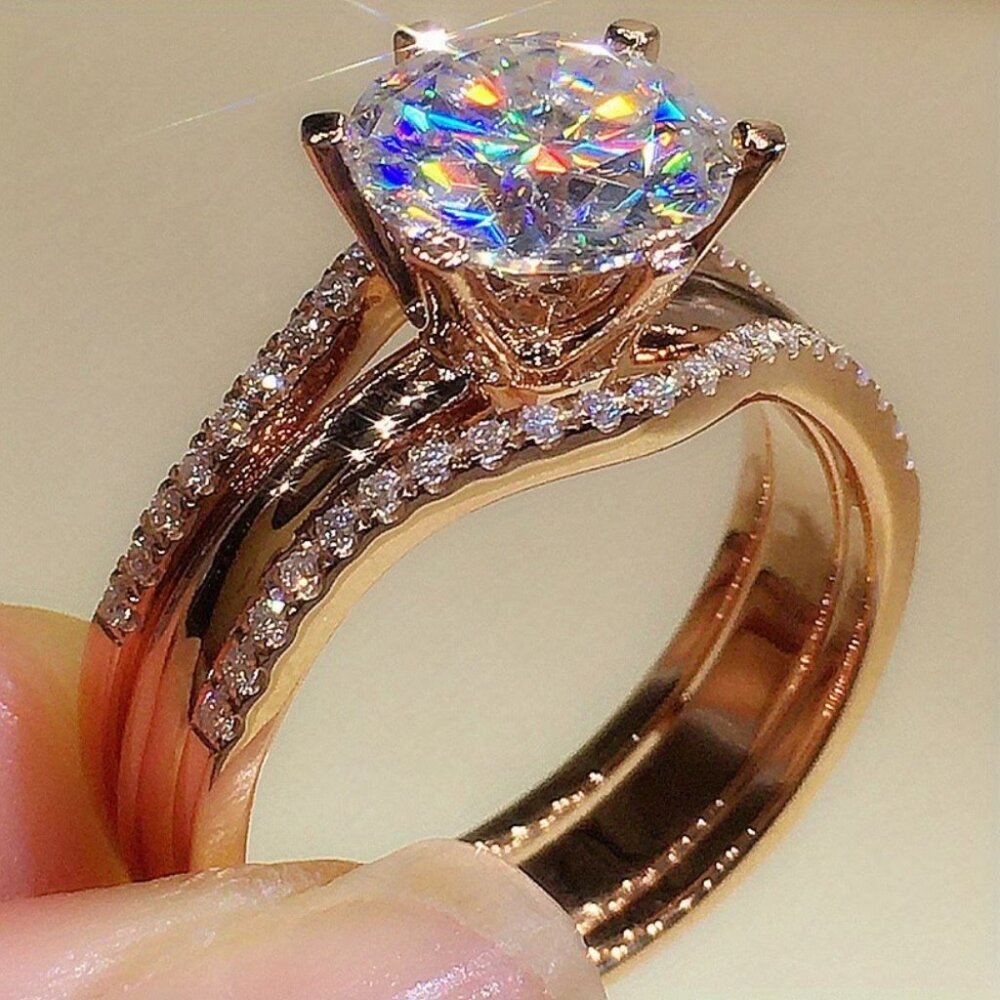 14k Plated Rose Gold Eternity Ring